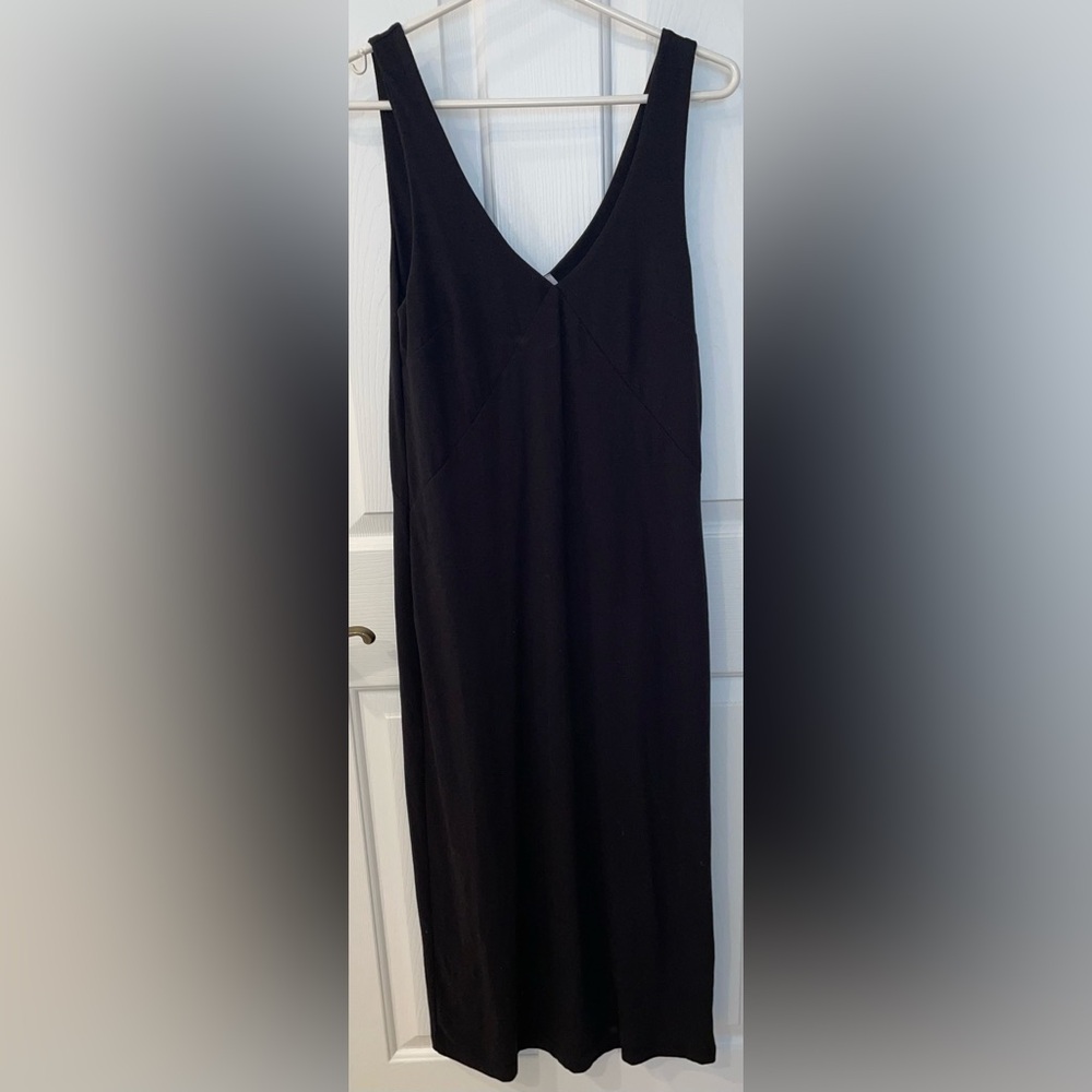 Pact Anthropologie Women’s V Neck Tank Top Midi Dress Cotton Blend Black Medium